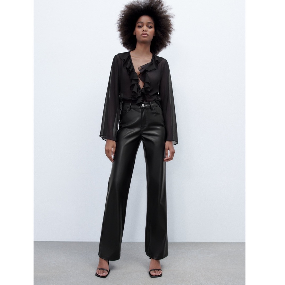Zara Straight Leg Faux Leather Pants